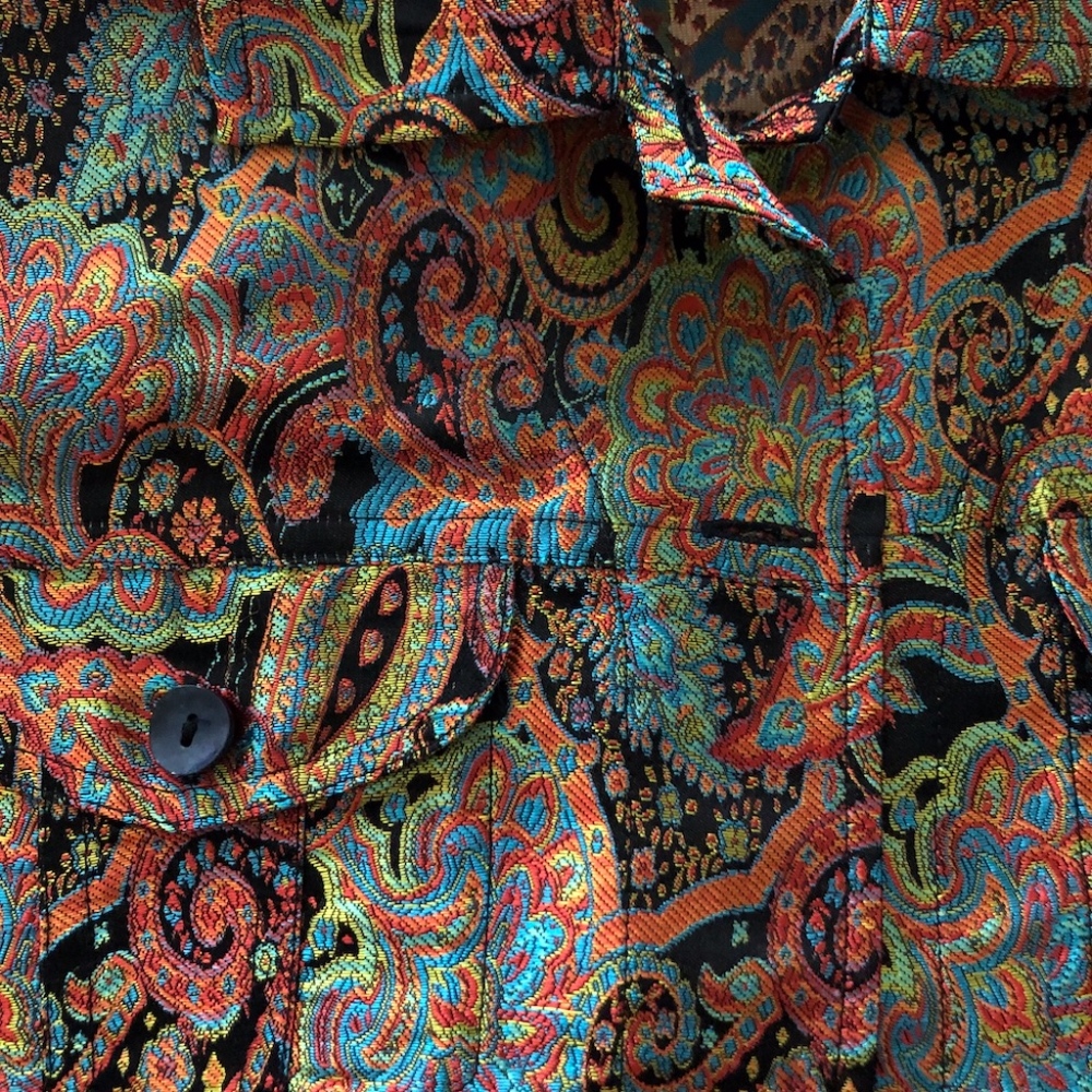 Chicos Blouse Button Abstract Multicolor Size 1 - Picture 5 of 5
